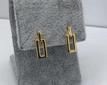 Rectangular earrings plated with fine gold 18k or silver