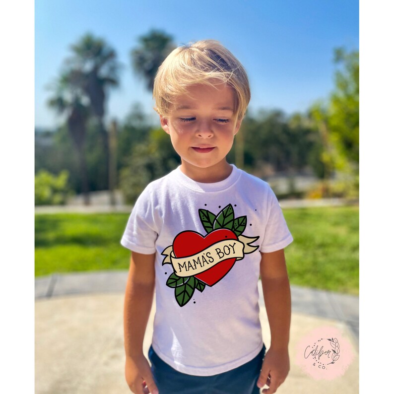 Mama's Boy Toddler Shirt Tattoo Heart Mamas Boy Shirt Etsy