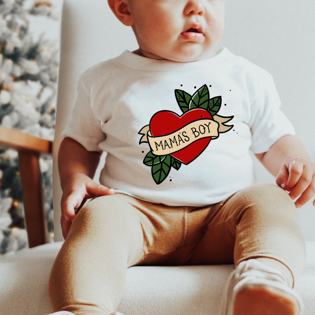 Mama's Boy Toddler Shirt Tattoo Heart Mamas Boy Shirt Etsy