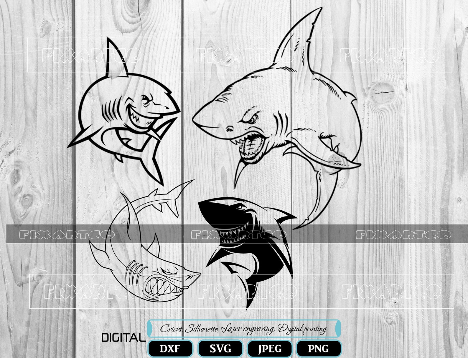 Shark Svg Shark Bundle Svg Shark Vector File for Cricut | Etsy