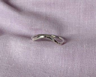 Silver Hammered Curve Ring Stacking Ring recycled silver