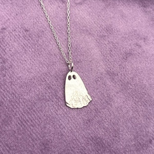 Textured Silver Ghost Necklace - Handmade with Scrap Recycled Silver