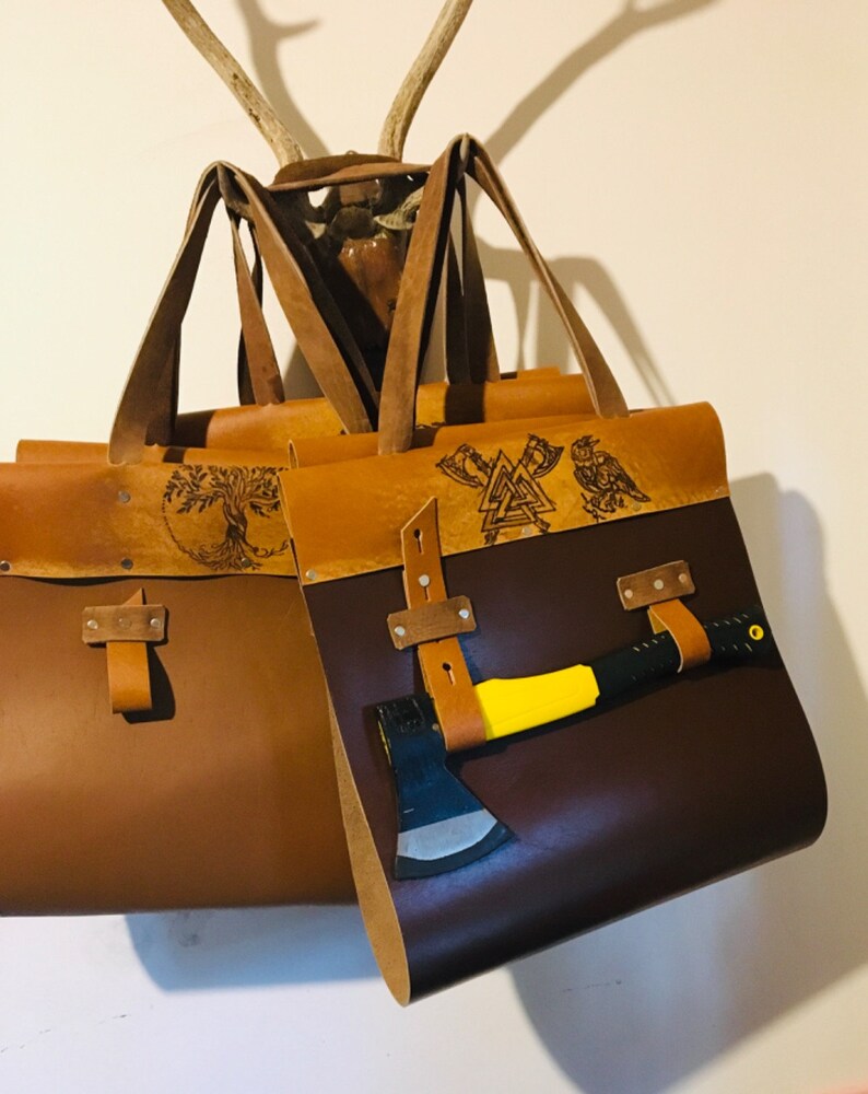 Firewood Log Carrier Raven Pyrography Personalized Art With Etsy