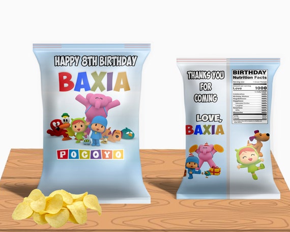 Pocoyo Birthday Chip Bag snack Bag Download Image | Etsy