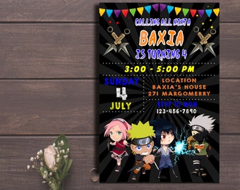 Naruto Invitation Etsy Naruto Invitation Etsy
