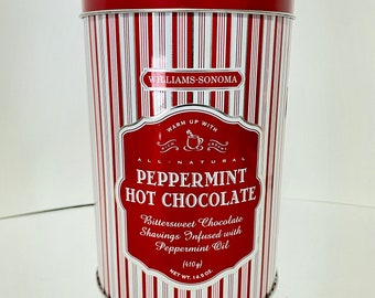 Williams Sonoma EMPTY Hot Chocolate Tin Cocoa Container Metal Round Brown  2005