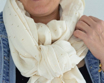 Muslin scarf XXL • Triangular scarf Muslin • Muslin scarf women XXL • Beige • Triangular scarf