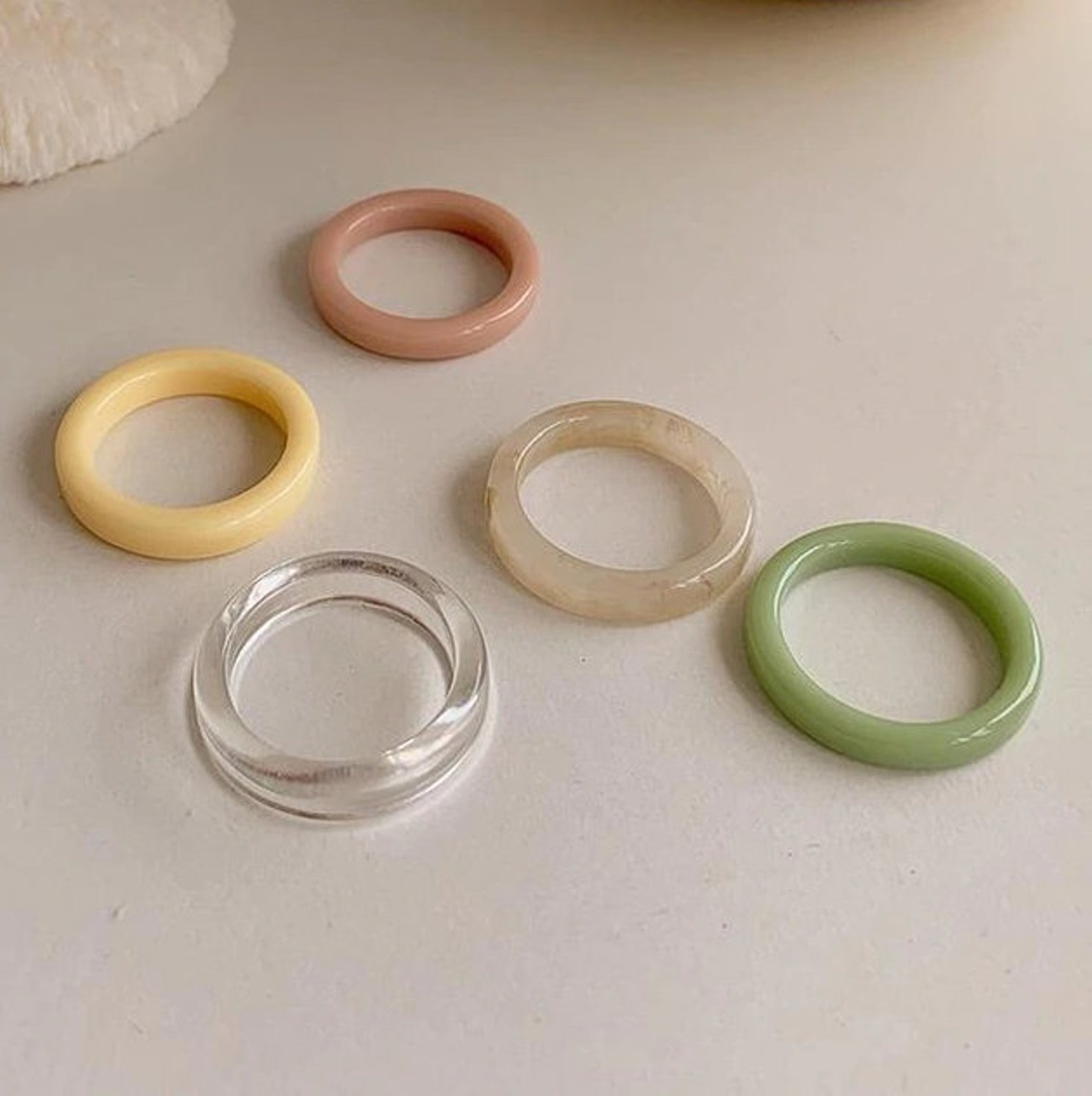 35pcs/set Colorful Acrylic Rings Acrylic ring set Retro Etsy
