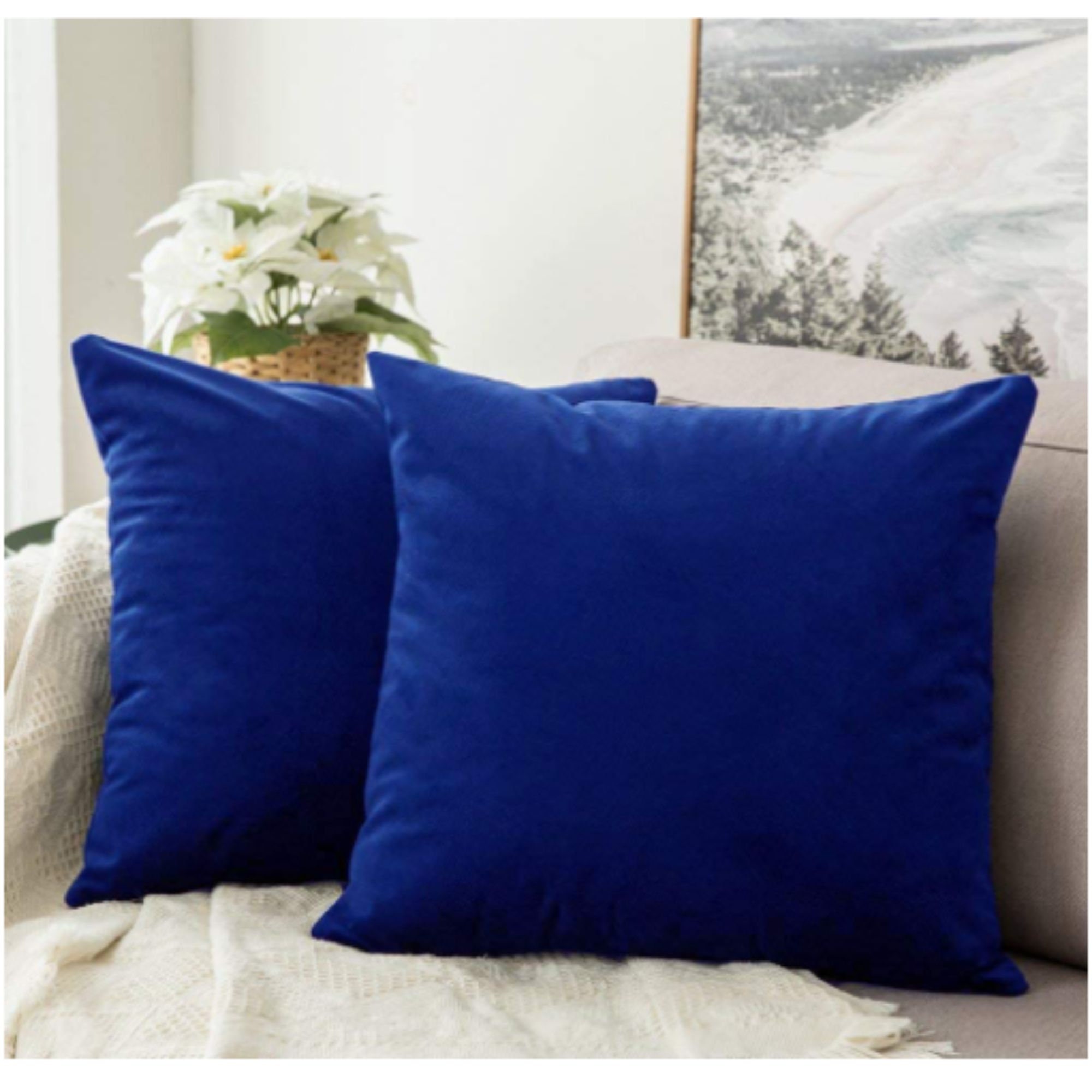 Royal blue cushion cover Hand Tufted Case 36x36cm 100 Velvet Etsy