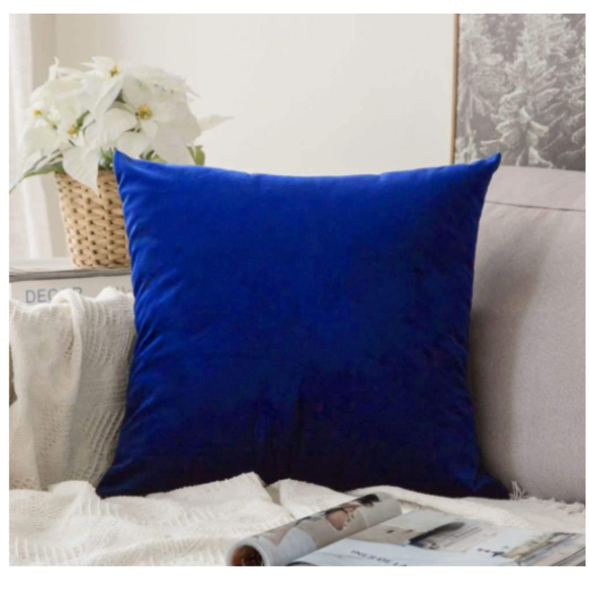 Royal blue cushion cover Hand Tufted Case 36x36cm 100% Velvet | Etsy
