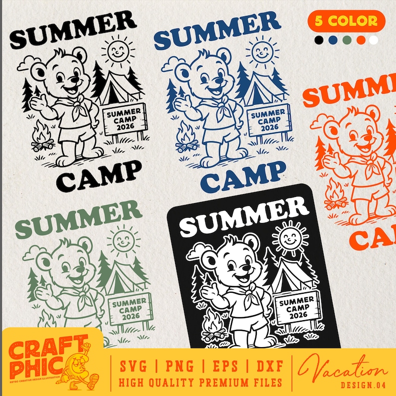 Camp d'été 2026 SVG PNG, équipage de camping Png, camp d'été cousins Png, camp d'été pour enfants Png, chemise de camping Png, motifs par sublimation, Cricut image 2