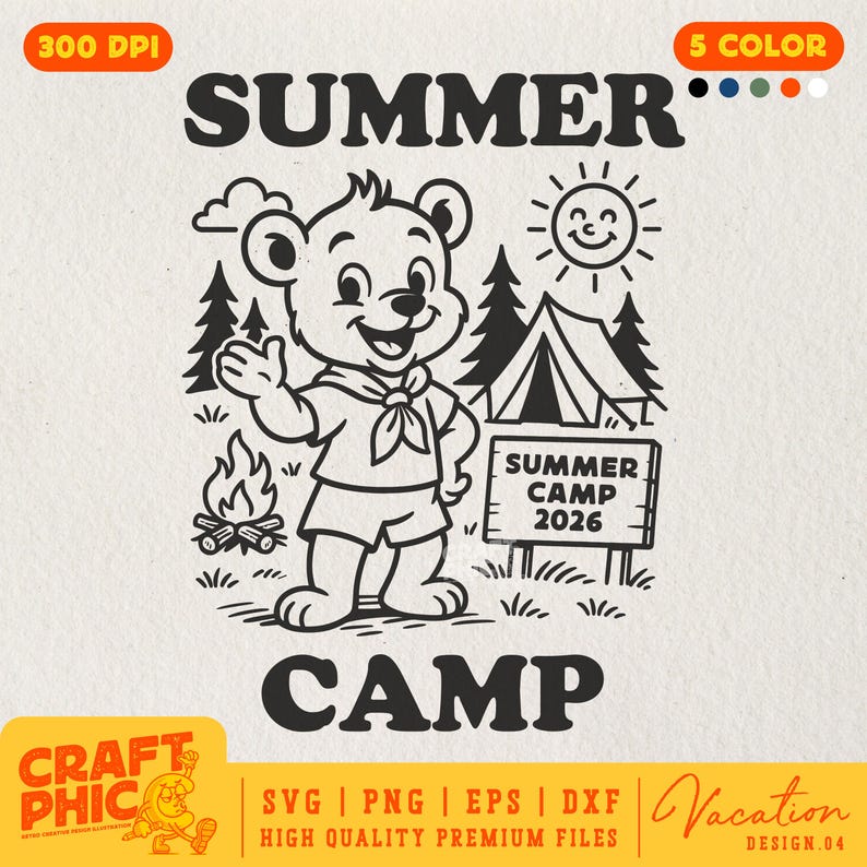 Camp d'été 2026 SVG PNG, équipage de camping Png, camp d'été cousins Png, camp d'été pour enfants Png, chemise de camping Png, motifs par sublimation, Cricut image 1