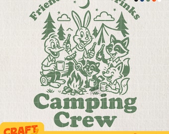 Incendie amis amusant camping équipage SVG PNG, camping équipage Png, feu de camp SVG, T-shirt de camping, vie de camping, camp d'été Svg, chemise de camping Svg