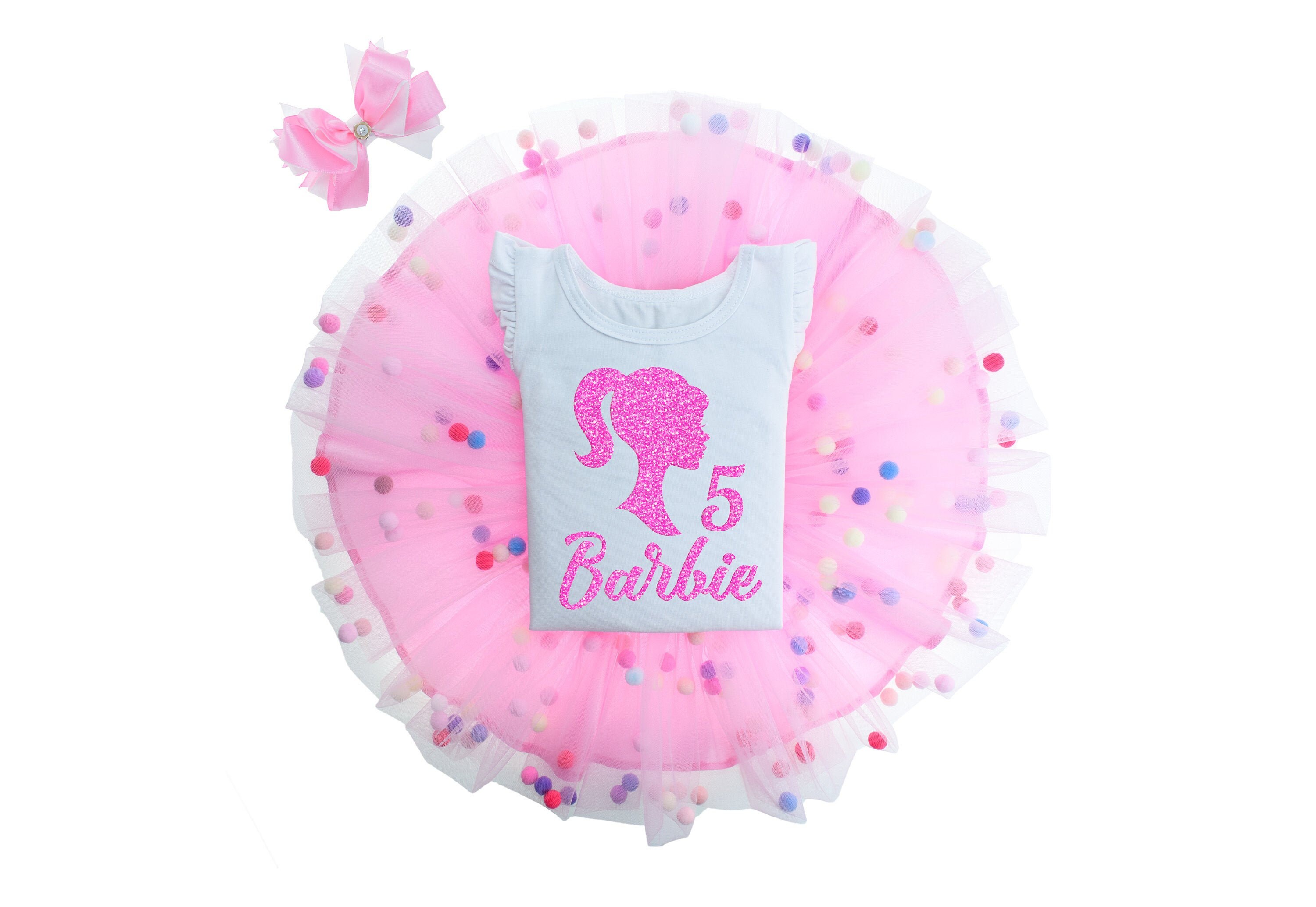 5th Birthday Girls Barbie Tutu Dress Etsy