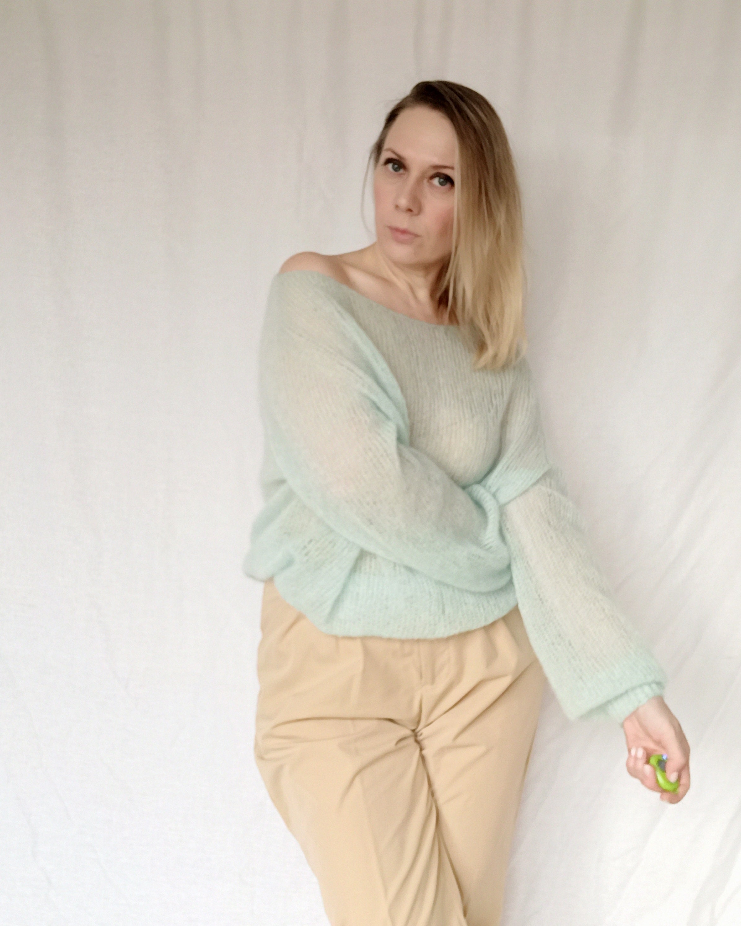 Thin sweater short sweater mohair light sweater knitted Etsy