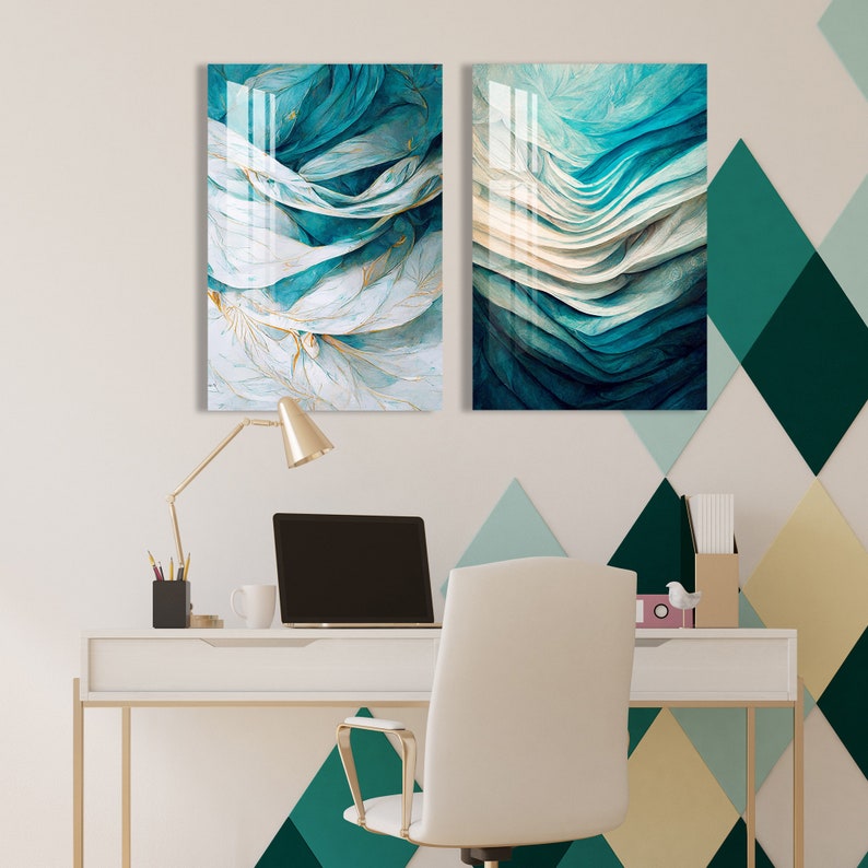 Tempered Glass Wall Art, Wall Decor, Acrylic Wall Art Set of 2 Piece