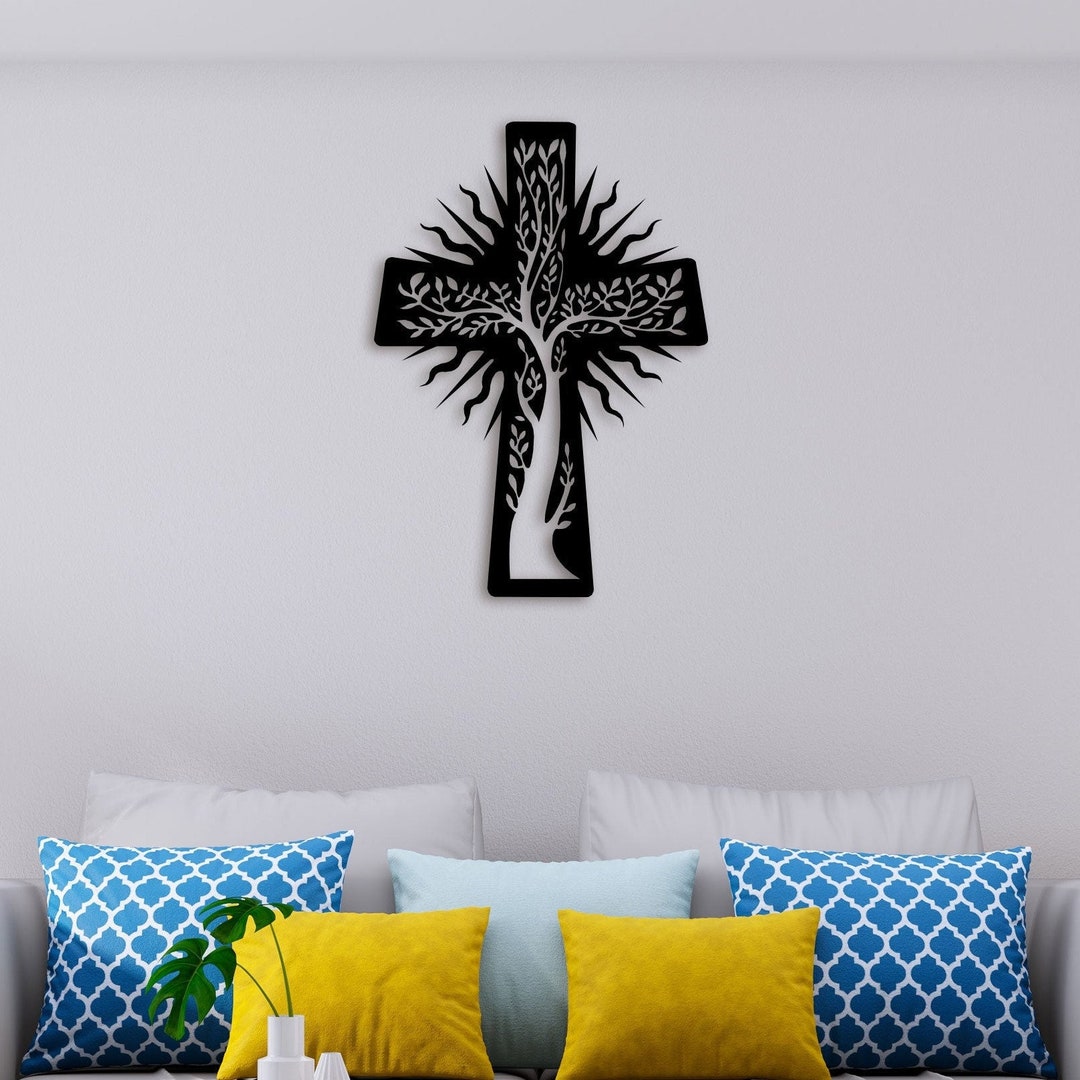 Christian Cross Wall Art Metal Wall Hanging Wall Art Decor Etsy
