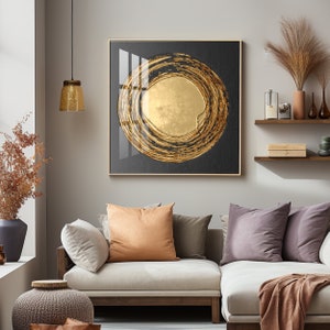 Golden Aura Big Size Wall Art, Tempered Glass Wall Art Decor, Entryway ...