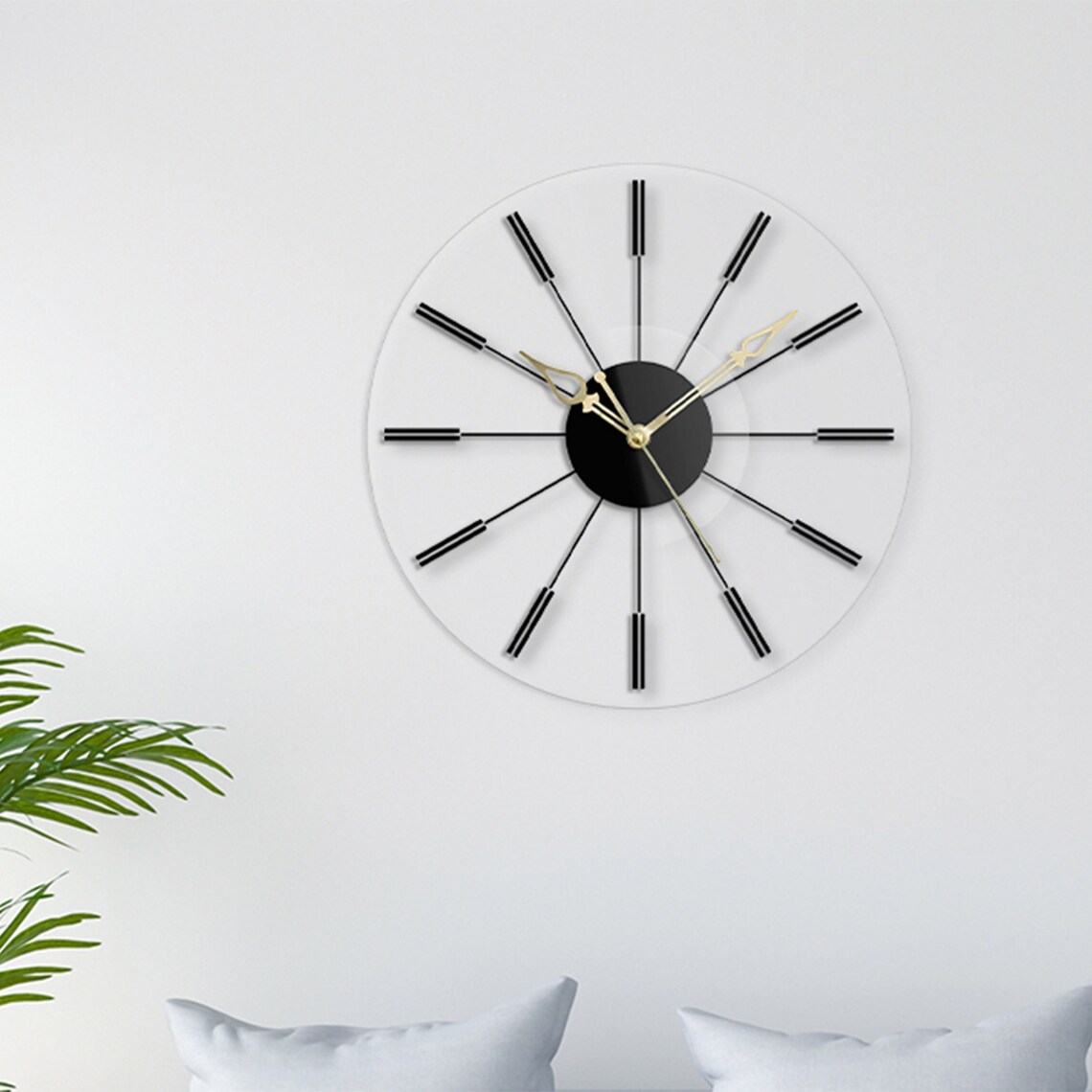 Unique Wall Clock for Living Room, Tempered Glass Wall Clock ...