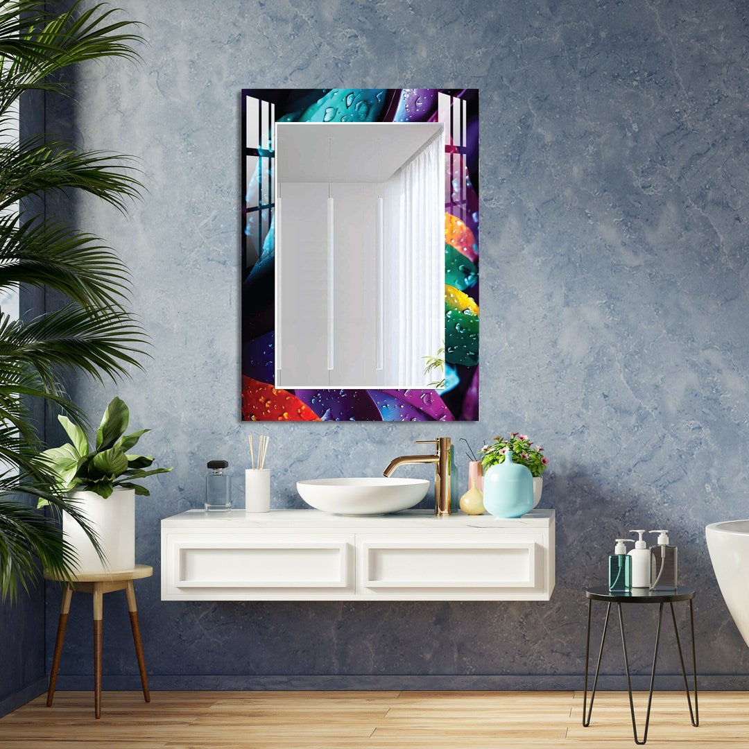 Asymmetrical Wall Mirror, Large Abstract Wall Mirror, Bedroom Vanity