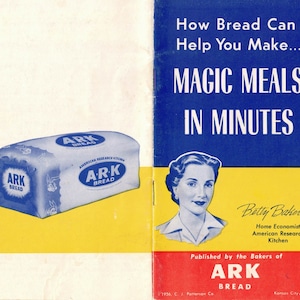 1956 Ark Bread Cookbook - Printable Cookbook - Vintage Cookbook - Digital download