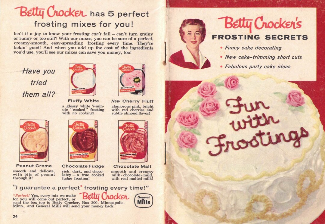 1958 Betty Crocker Frostings Printable Cookbook Vintage Cookbook
