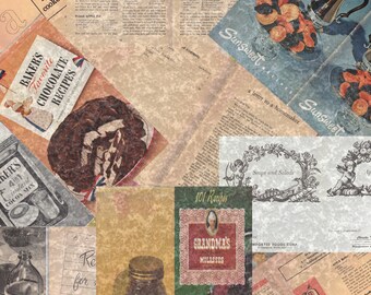 Vintage Kookboek Ephemera Pack - meer dan 100 vintage pagina's - Junk Journal Pack - Scrapbooking pack - Printable Digital download
