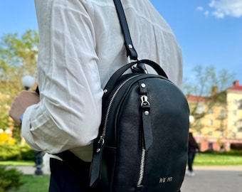 Women's Leather Backpack, Leather mini backpack for girls, Custom rucksack, for women, Personalised mini backpack with initials