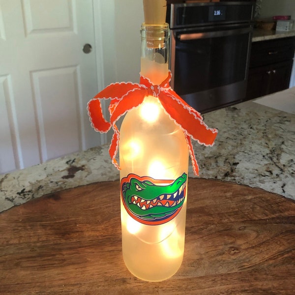 Lighted Decorated Wine Bottle University of Florida