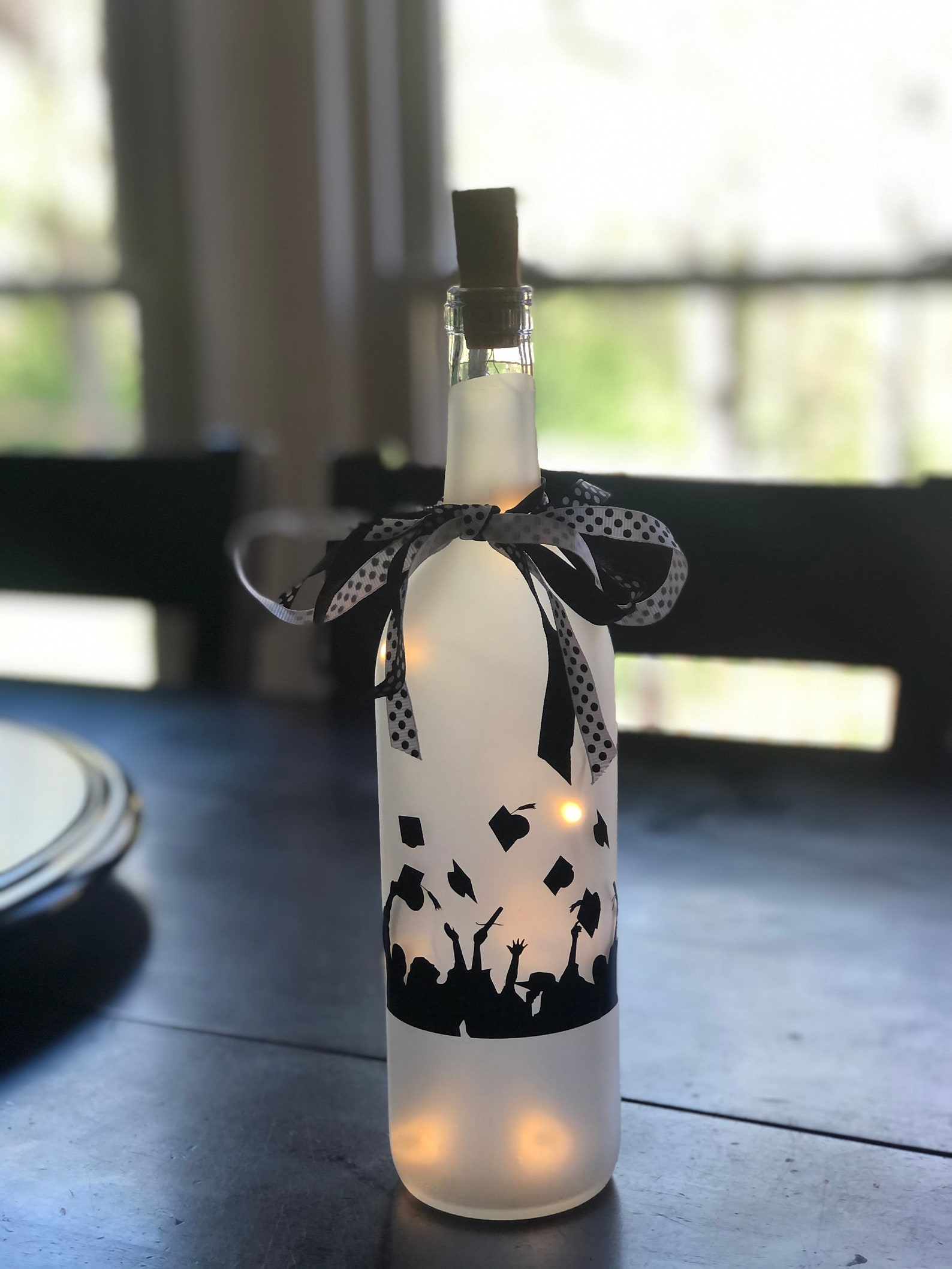 Lighted Decorated Wine Bottle Graduation Caps Etsy