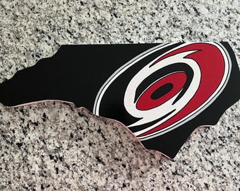 Carolina Hurricanes Wooden Sign: North Carolina Shape, Handpainted