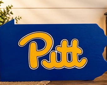 Hand Painted Pitt Wooden Sign - Pennsylvania Shape