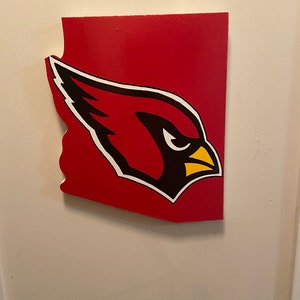 Handpainted Arizona Cardinals wooden cut sign