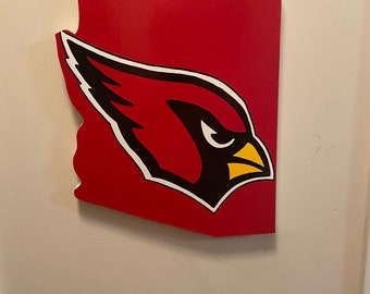 Handpainted Arizona Cardinals wooden cut sign