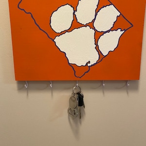 CLEMSON UNIVERSITY  Wooden Handpainted Key holder/ ID holder