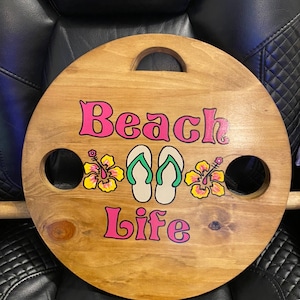 Custom Portable Beach Table handpainted- beach life