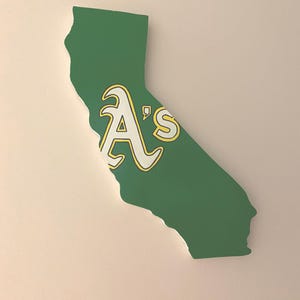 California A’s  wooden cut out wall sign- Handpainted , comes with hook for hanging.