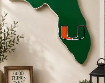 Miami U Hand-Painted Wooden Florida Sign: College Wall Decor