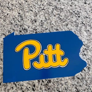 Hand Painted Pitt Wooden Sign - Pennsylvania Shape
