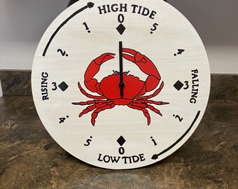 Tide clock-  15 inches , red crab