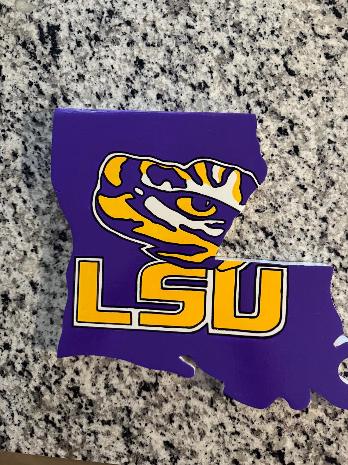 LSU Hand Painted Wooden Sign, Cut Into the Shape of Louisiana. - Etsy