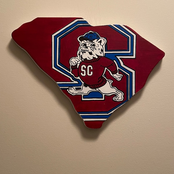 SC State   wooden sign - shape of South Carolina , hand painted.