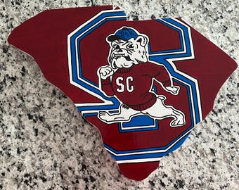 SC State   wooden sign - shape of South Carolina , hand painted.