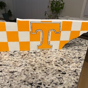 Handpainted University of Tennessee Wooden Sign: Power T Checkboard