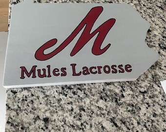 Hand Painted Muhlenberg College Wooden Sign - Pennsylvania Shape