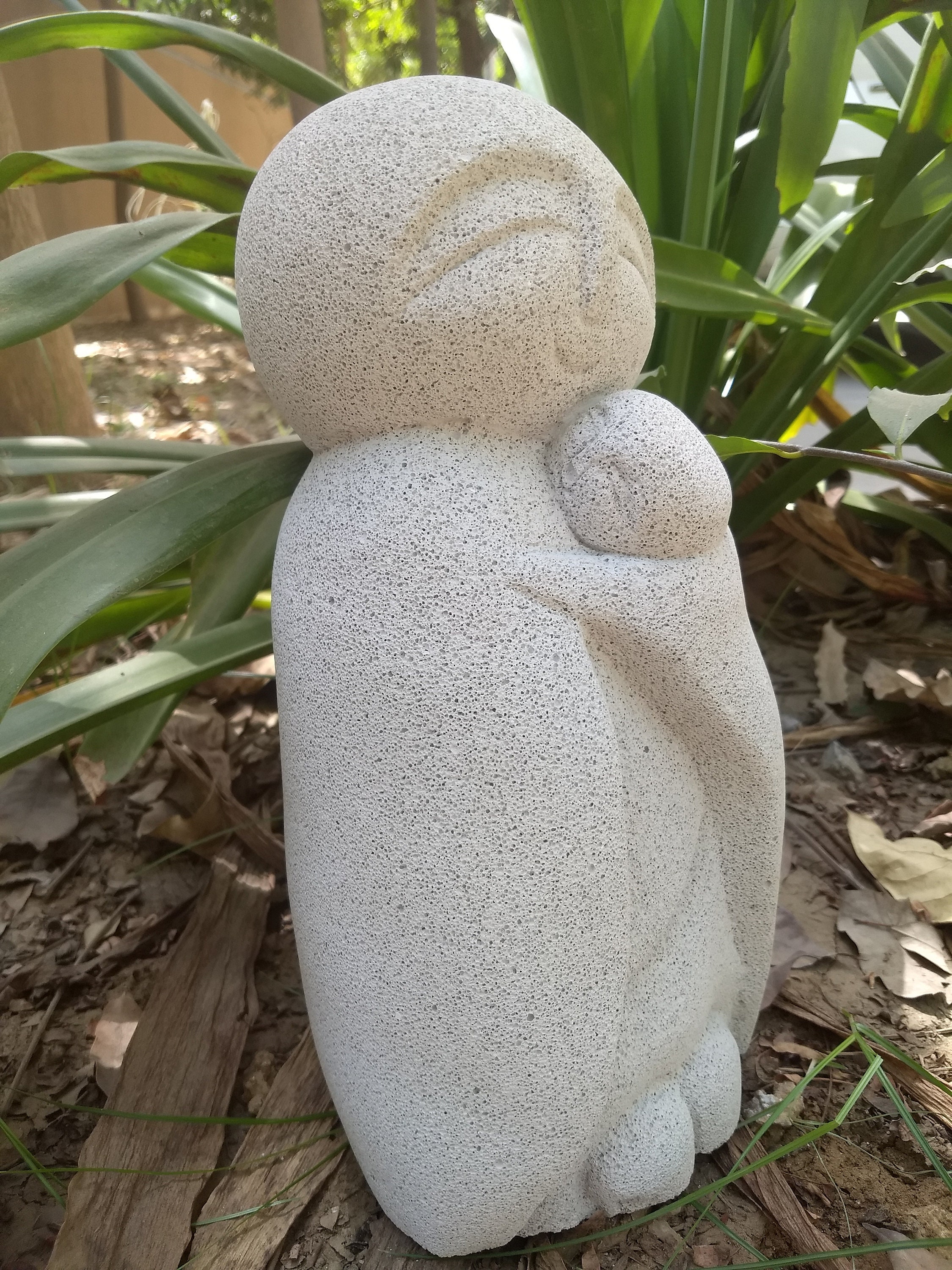 Jizo Statue Jizo statue holding baby Garden Art Garden Etsy