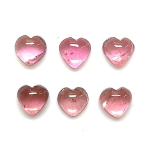 Light Pink Tourmaline,Tourmaline Heart,Tourmaline Cabochon,Pink Tourmaline,Loose Gemstone,Jewelry,Heart Shape,5.50x6mmto6x6mm,6Pcs,4.85Carat