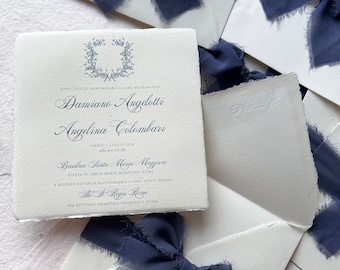 Elegant Wedding Invitation, Luxury Handmade Paper Wedding Invite, Timeless Wedding Invitation, Amalfi Paper Wedding Invitation