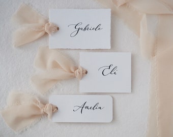 Wedding Place Cards with Silk Chiffon Ribbon