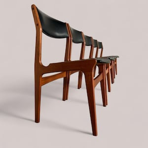 Set of 4 Danish Retro Mid Century Teak Dining Chairs by Erik Buch